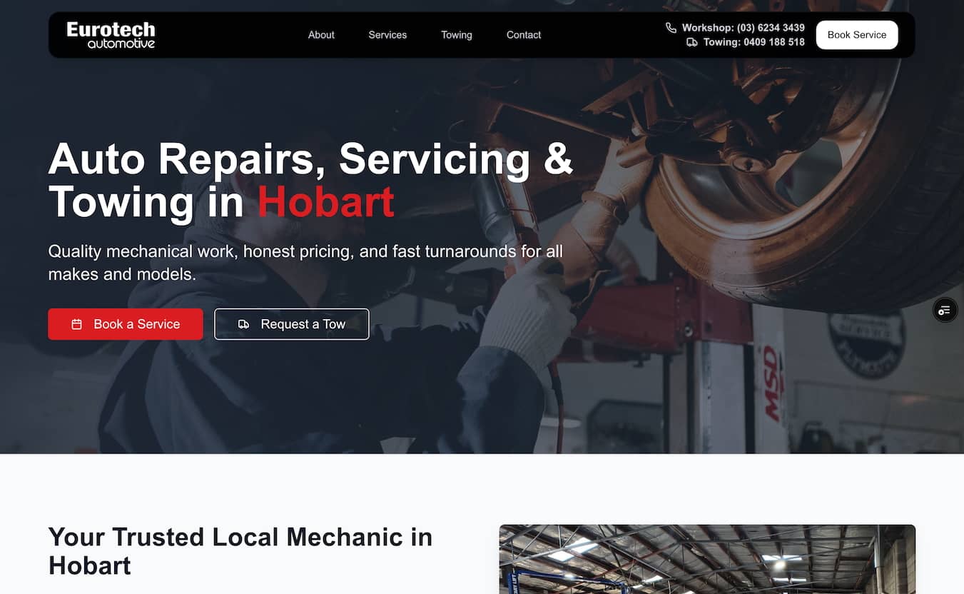Eurotech Automotive website homepage